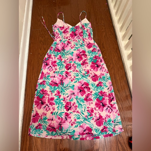 J.Crew  pink and green floral print cotton wrap midi dress size 2 - Picture 4 of 6